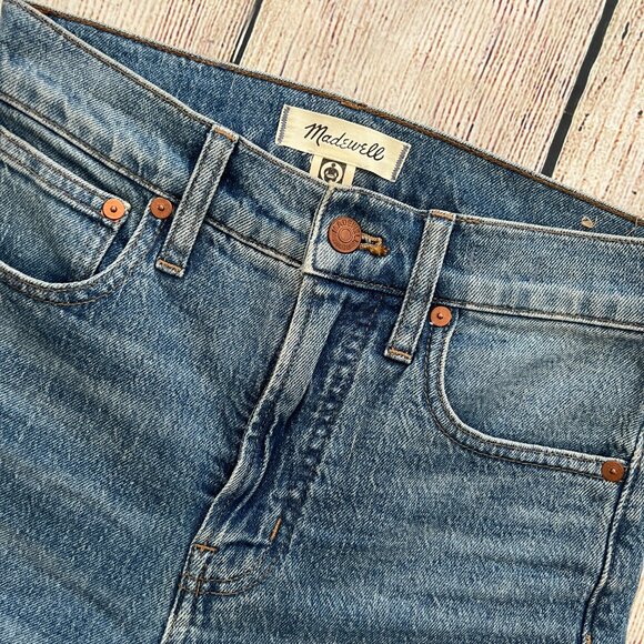 J1-- MADEWELL blue women' cut hem stretch casual perfect vintage jeans 24 - Picture 2 of 10